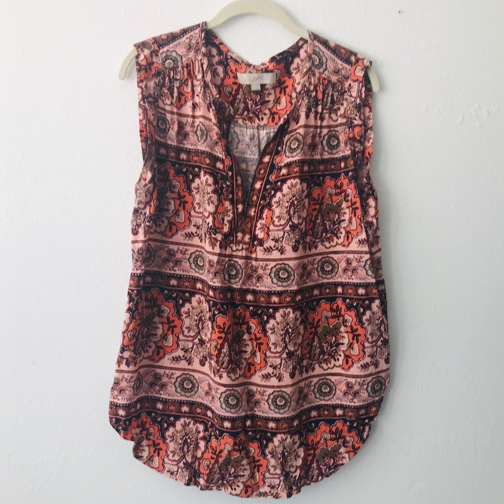 LOFT pink patterned sleeveless tunic